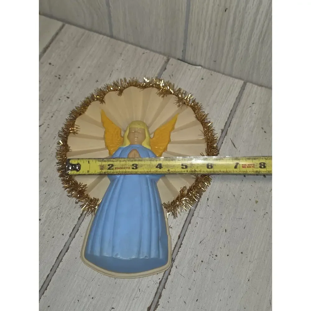 VTG National Tinsel Angel Christmas Tree Topper Plastic Blow Mold 1950s READ